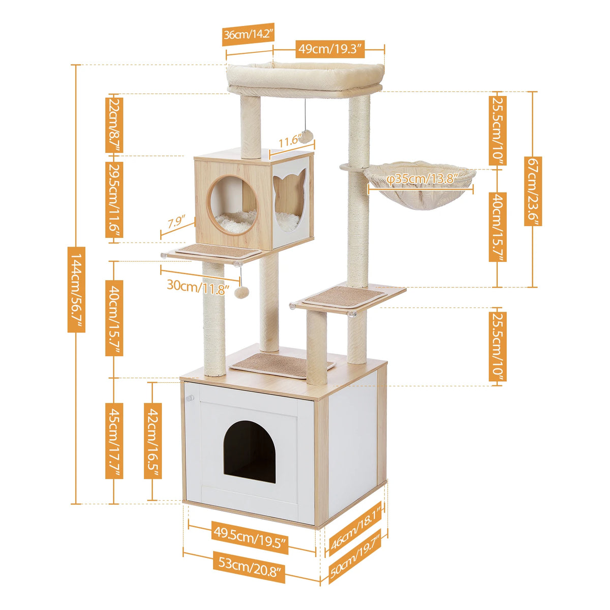 Pawz Multi Level Indoor Cat Tower With Scratching Posts And Hammock