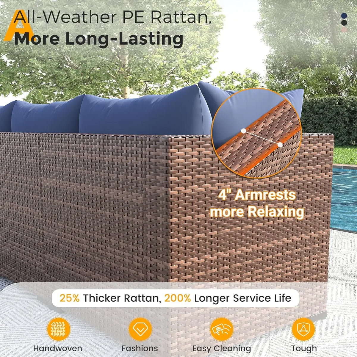 Modern Bamboo Outdoor Patio Furniture Set With Fire Pit Table
