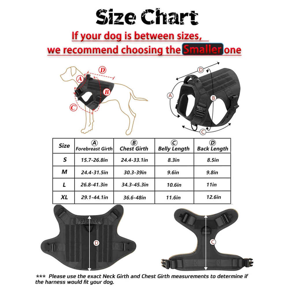 PETRAVEL Tactical Dog Harness With Padded Quick Release Buckle