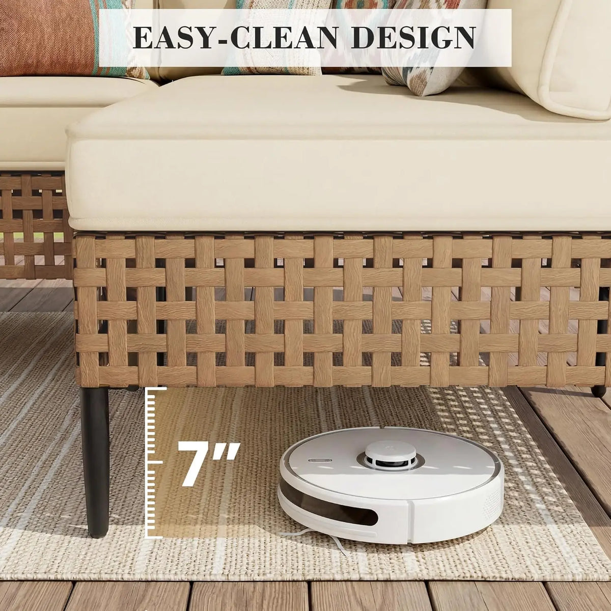 Modern Bamboo Outdoor Patio Furniture Modular Sectional Sofa
