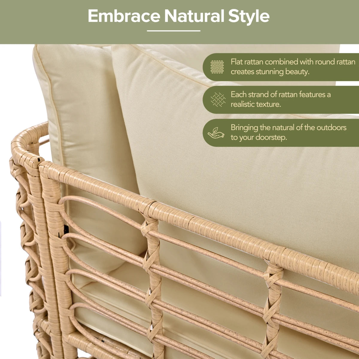 Outdoor Rattan Patio Sectional Sofa Set With Cushions And Pillows