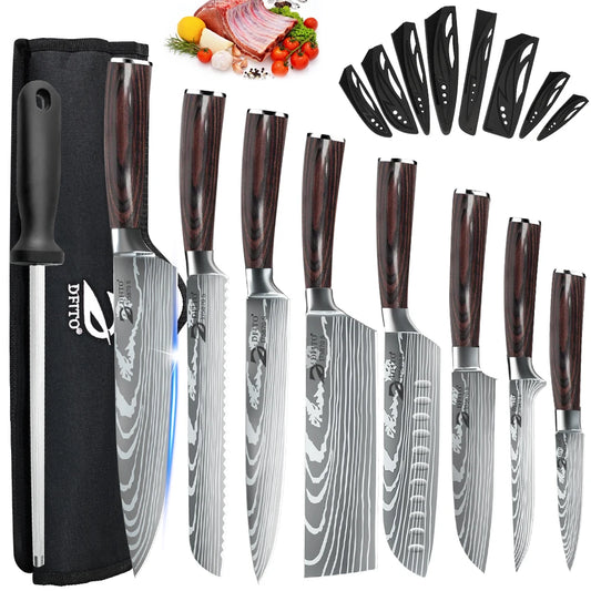 Professional Stainless Steel Kitchen Knife Set For Home And Restaurant