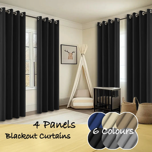 4 Panel Thermal Insulated Blackout Curtains For Bedroom Windows