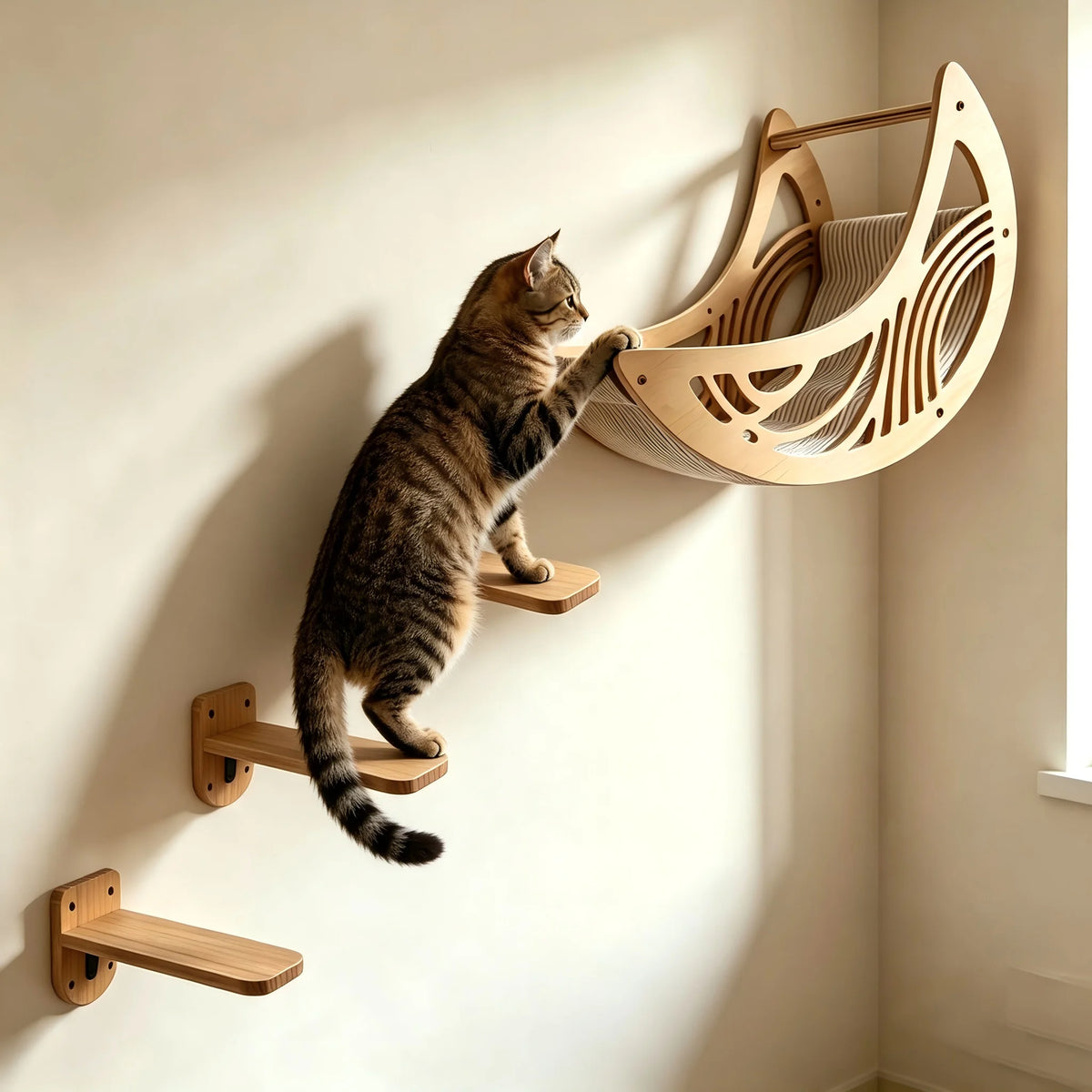 CWV Wall Mounted Cat Shelves Moon Hammock Star Perches