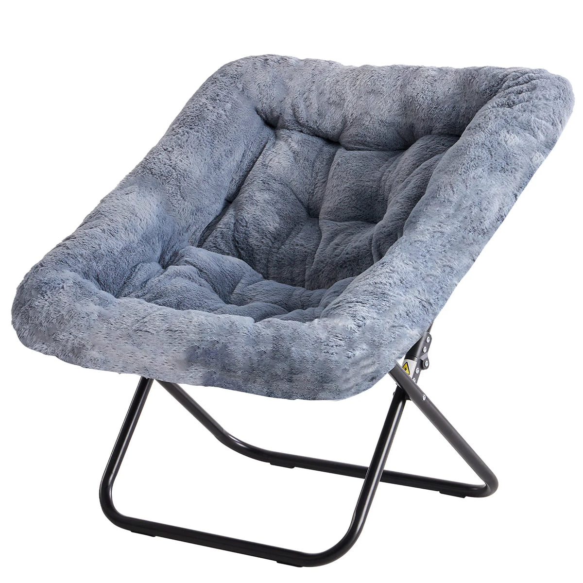 JHK Modern Folding Saucer Chair Rotatable Metal Frame Fabric