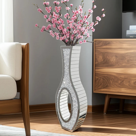 Decorative Crush Diamond Mirrored Floor Vase Modern Style
