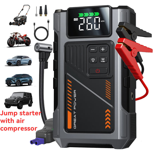 Geeneu Portable Car Jump Starter Air Compressor With Rechargeable Battery