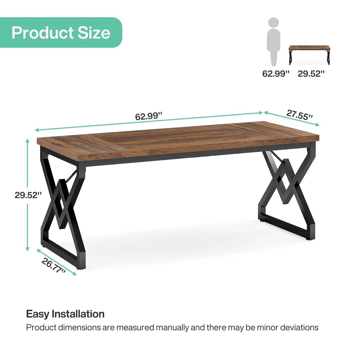 Tribesigns Heavy Duty Industrial Executive Desk With Reinforced Metal Frame