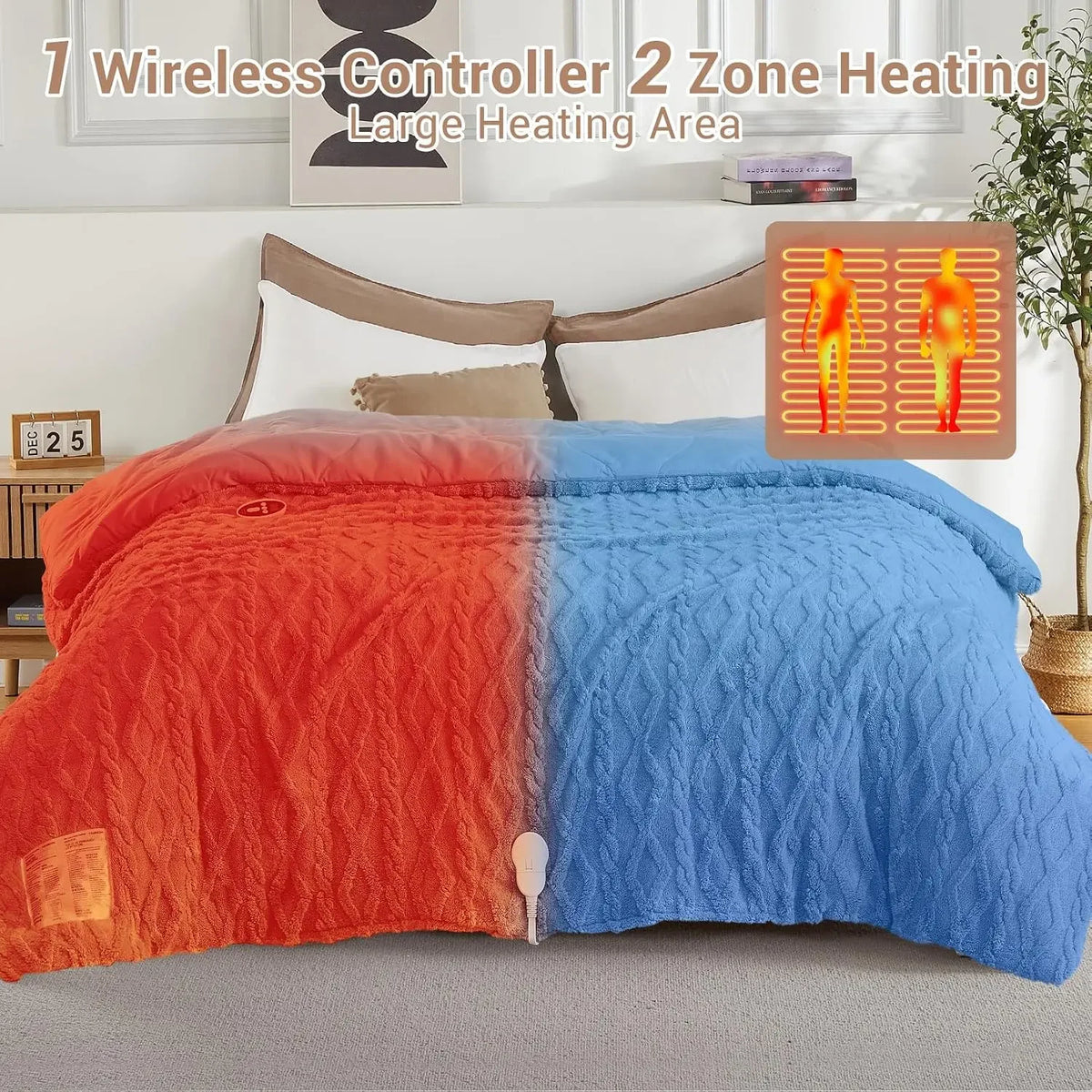 Electric Heated Comforter With Dual Zone Control And Heat Settings