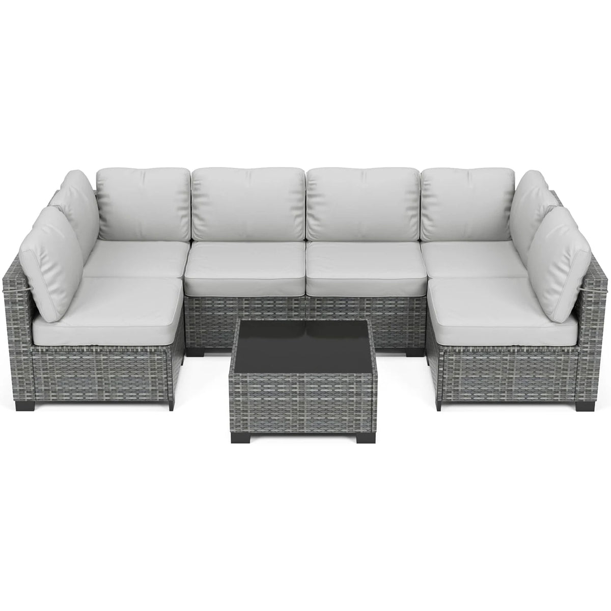 HobbyLane Modular PE Rattan Outdoor Sectional Conversation Sofa Set