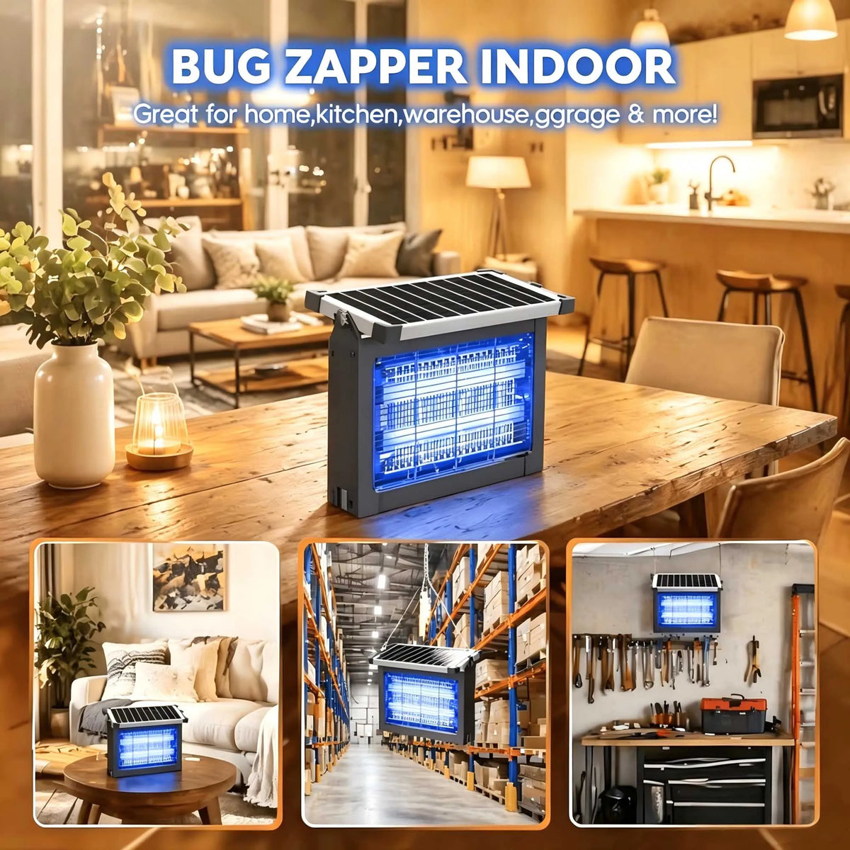 Solar Outdoor Bug Zapper With Sensor 4500V Electric Fly Trap