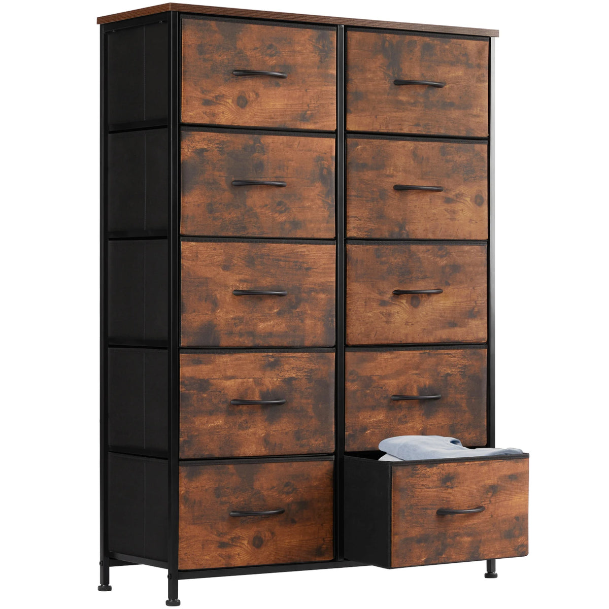 JHK Metal Frame Storage Cabinet With Ten Fabric Drawers
