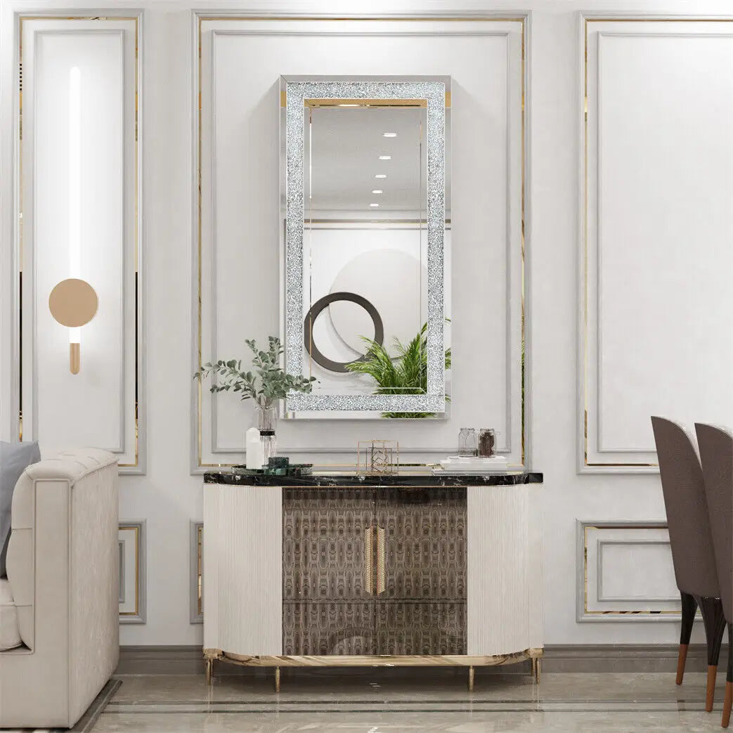 Crystal Crush Diamond Rectangle Wall Mirror for Home Interiors