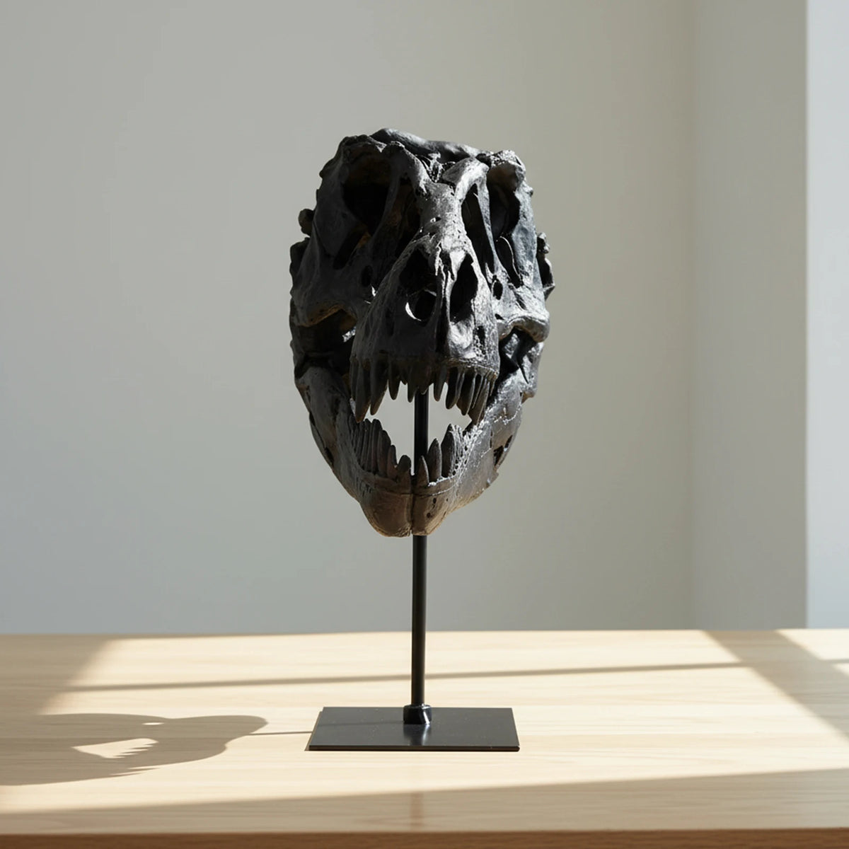 Resin Dinosaur Skull Sculpture With Bracket Home Office Decor