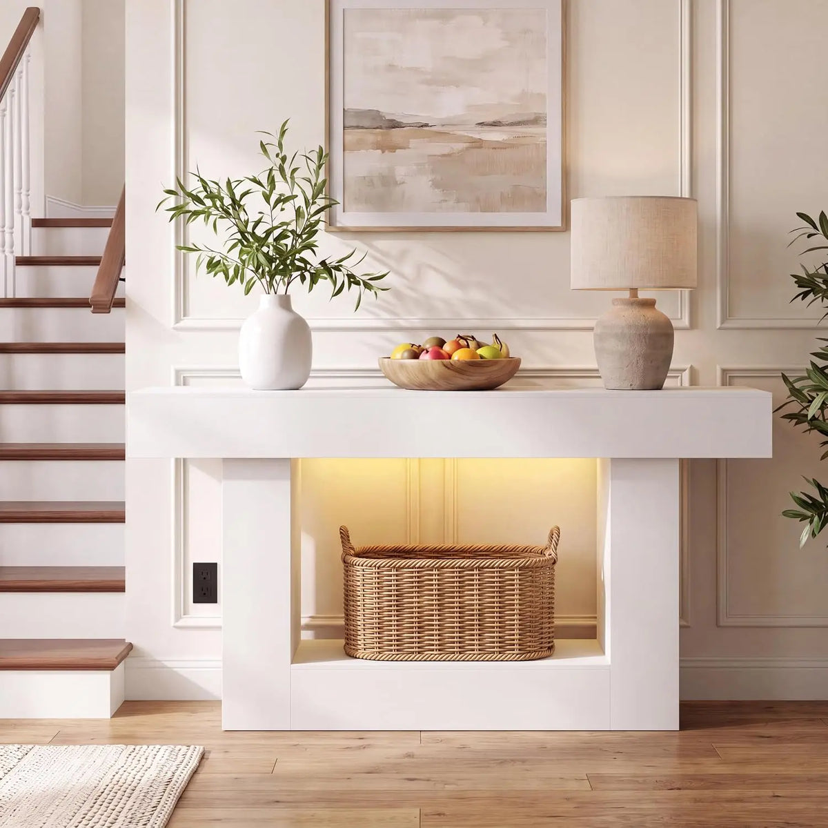 HiMISS Entryway Console Table With USB And LED Lighting