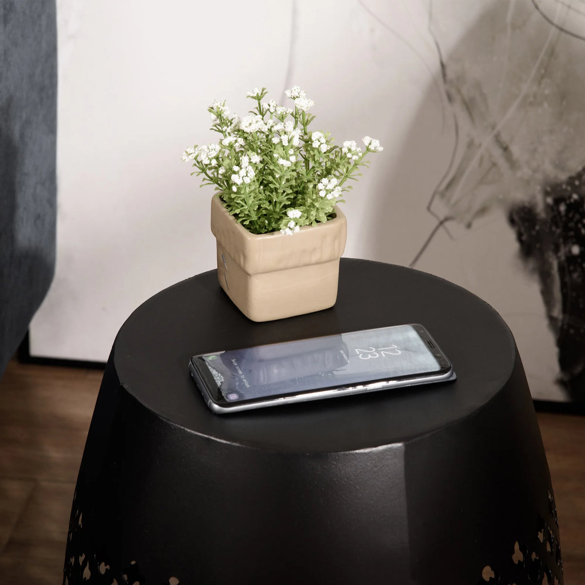 Outsunny Modern Steel Round Side Table For Indoor And Outdoor
