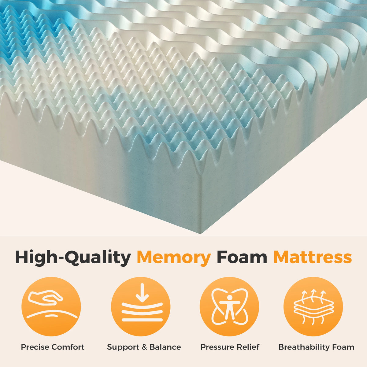 JHK Cooling Gel Memory Foam Mattress Topper With Pressure Relief