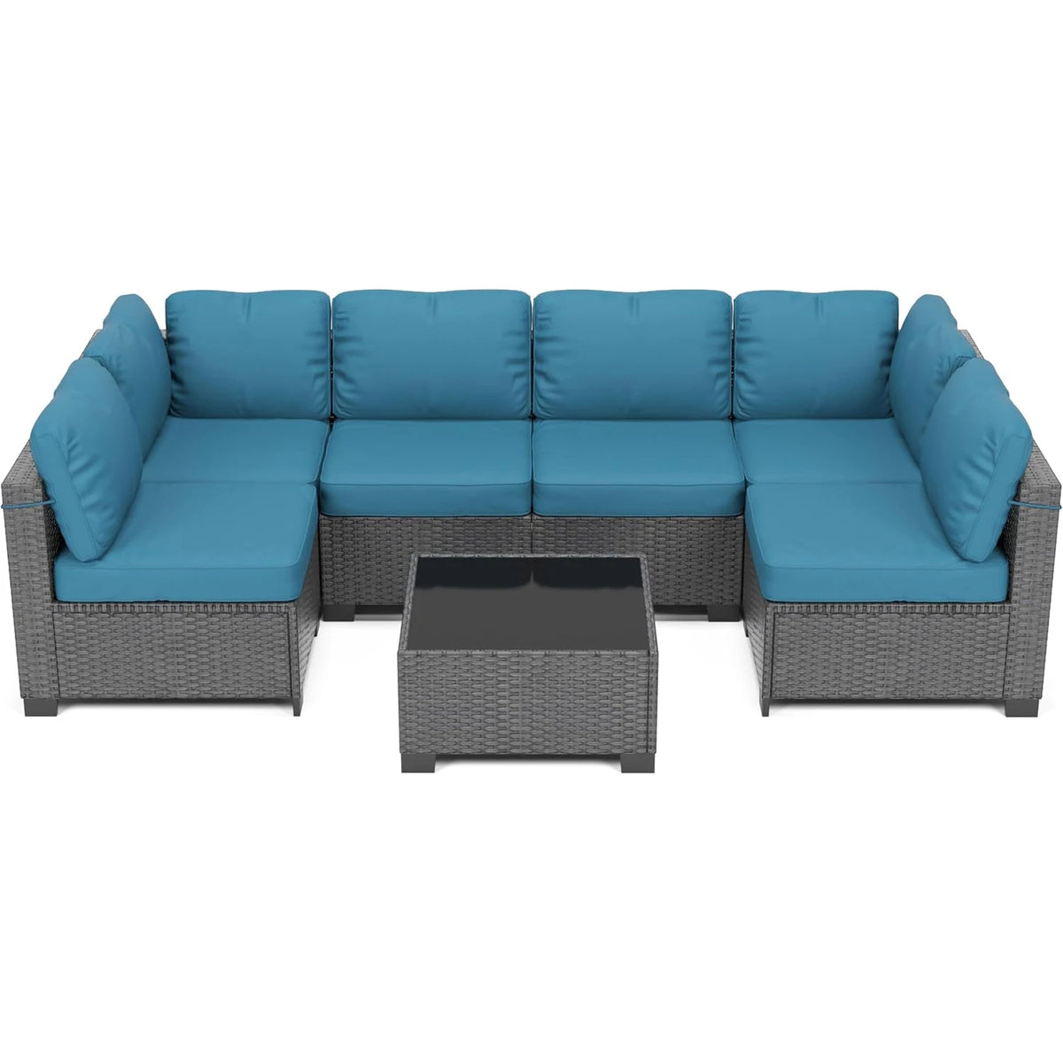 HobbyLane Modular PE Rattan Outdoor Sectional Conversation Sofa Set