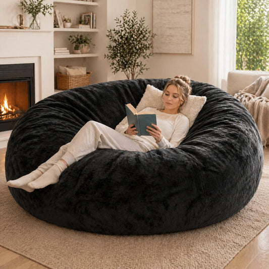 Adult Memory Foam Beanbag Chair With Soft Flannel Washable Cover