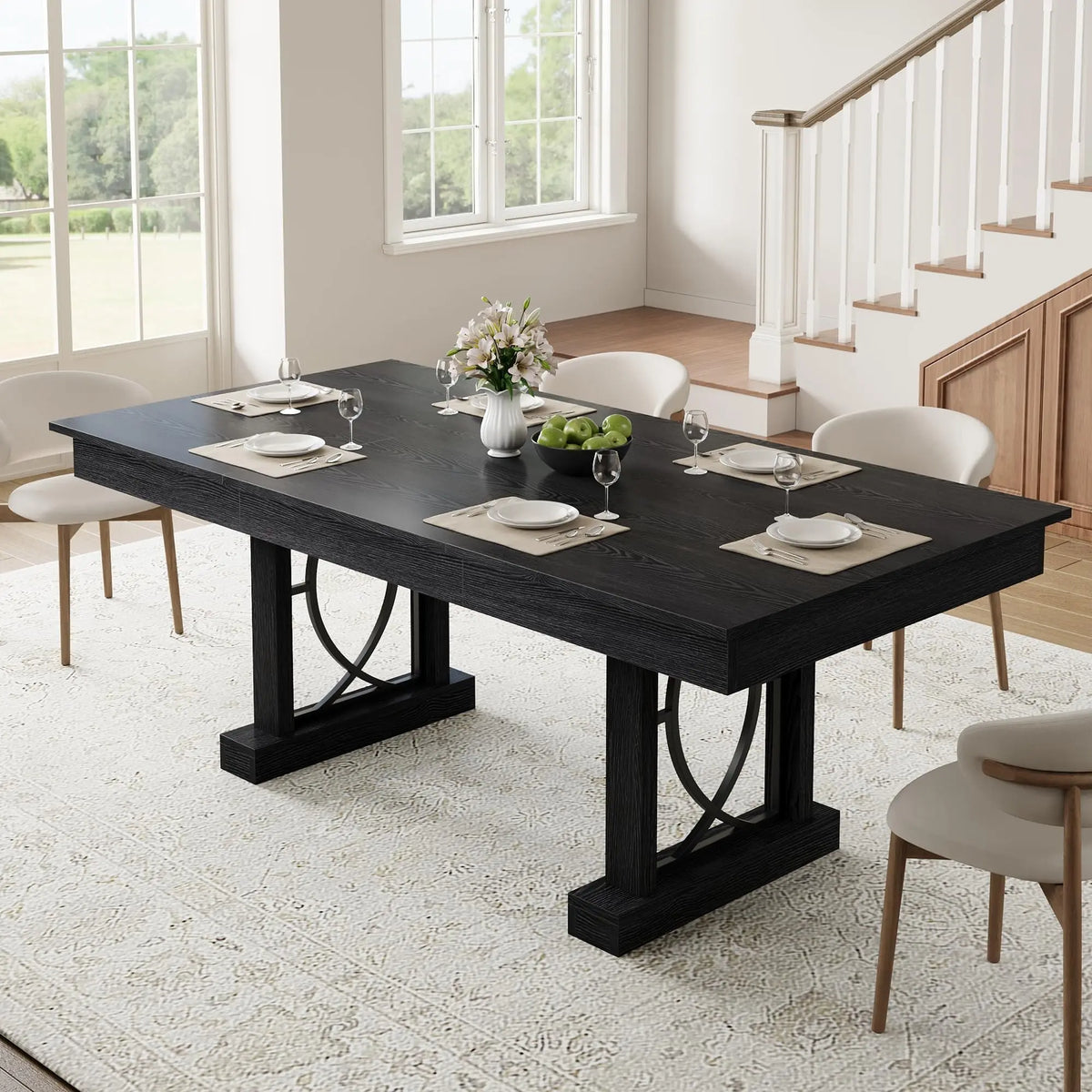 HobbyLane Wooden Dining Table With Two Practical Storage Drawers Included