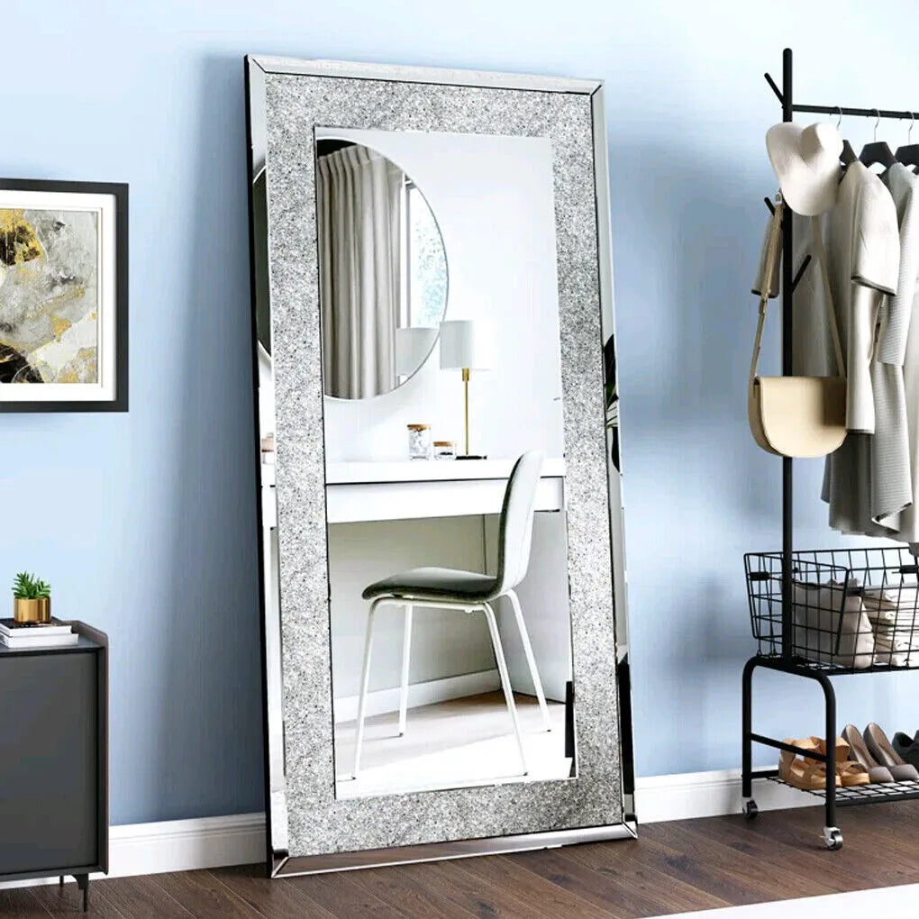 Crystal Crush Diamond Rectangle Wall Mirror for Home Interiors