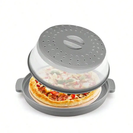 2 In 1 Vented Microwave Splatter Cover With Food Tray