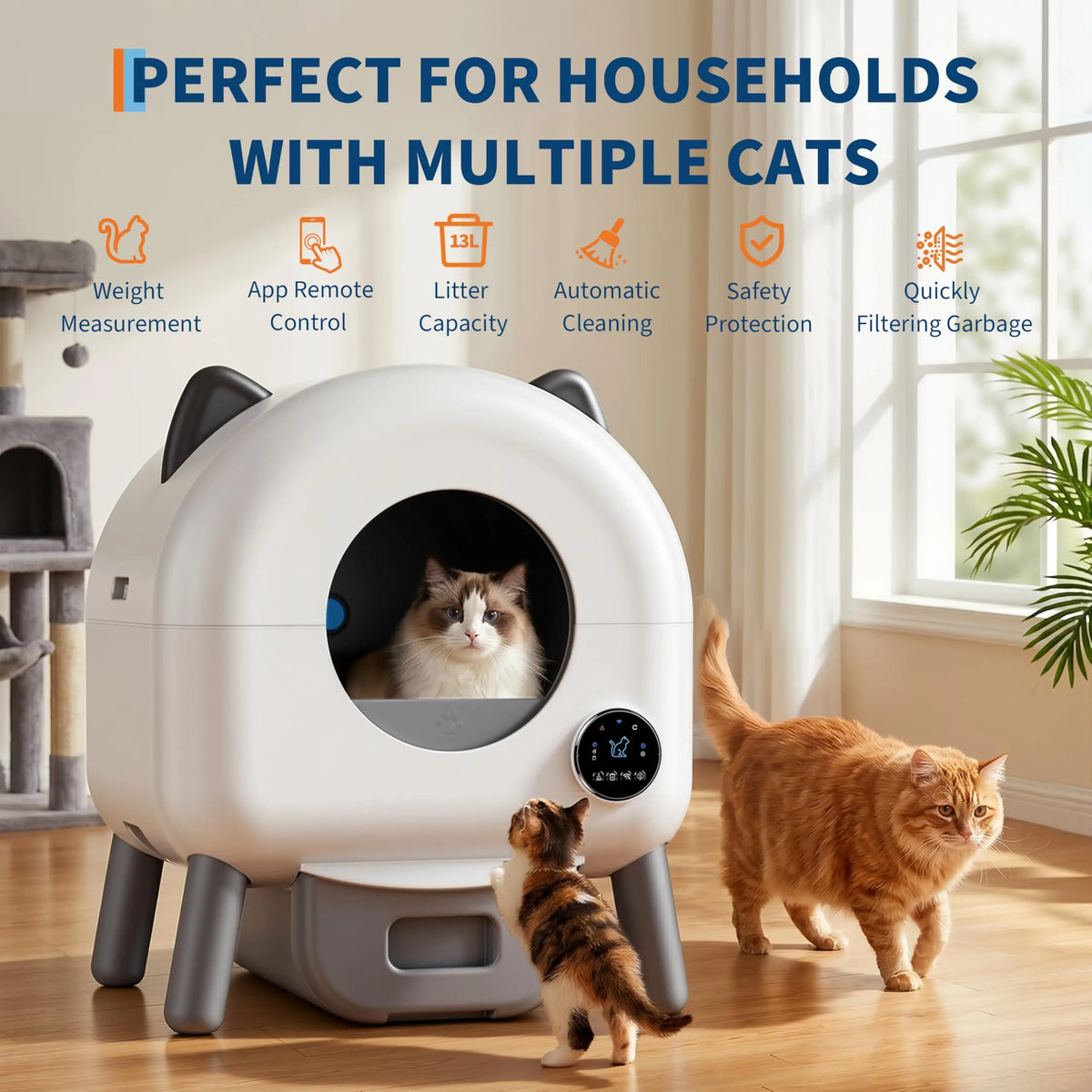 HiMISS Automatic Self Clean Cat Litter Box App Control Quiet