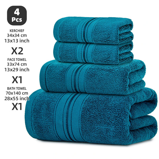 4 Pieces Luxury 100 Percent Cotton Bath Towel Set Home