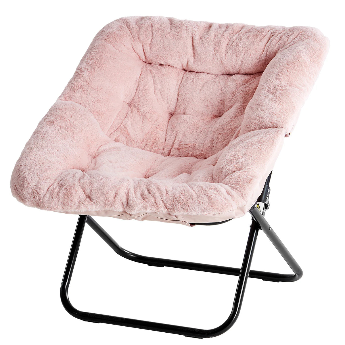 JHK Modern Folding Saucer Chair Rotatable Metal Frame Fabric
