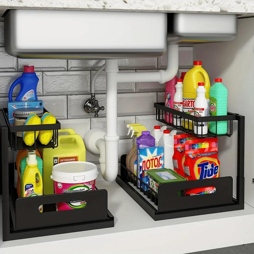 Waterproof Under Sink Organizer With Slide Out Storage Shelf