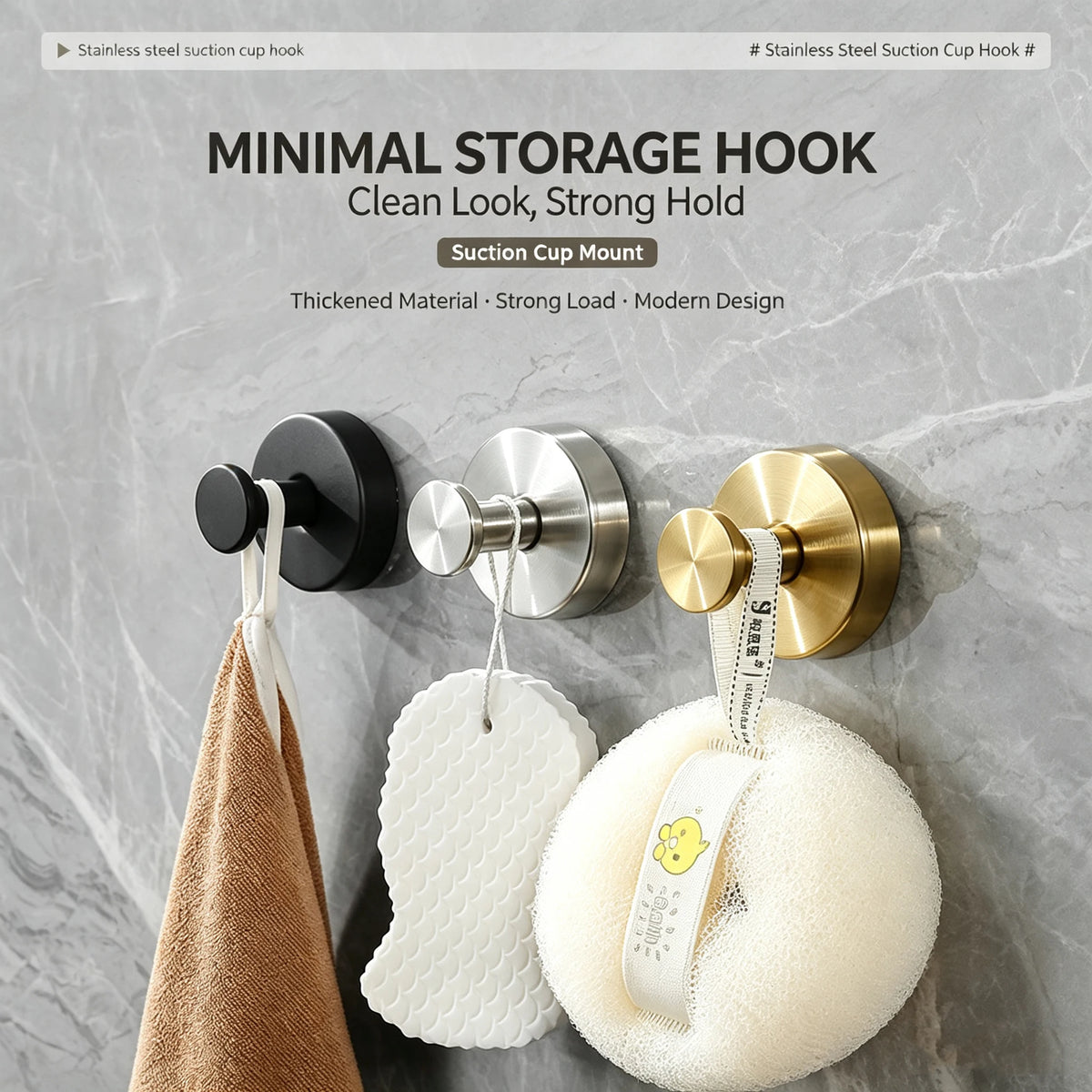 Heavy Duty Stainless Steel Vacuum Suction Wall Hooks