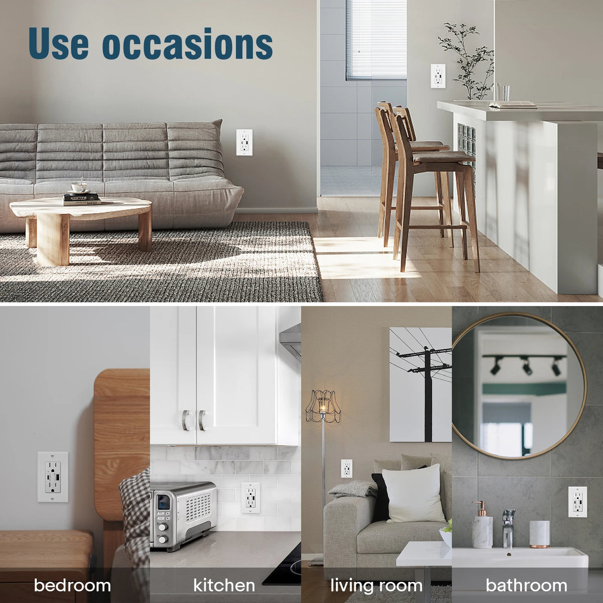 NineLeaf USB C Dual Port Wall Outlet With LED Indicator