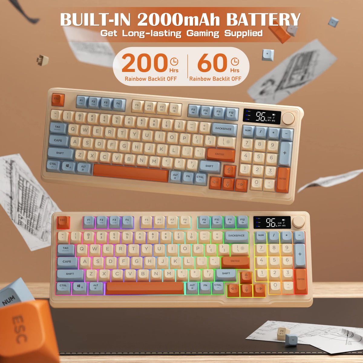 Attack Shark M96 Wireless Gaming Keyboard With Display And Knob