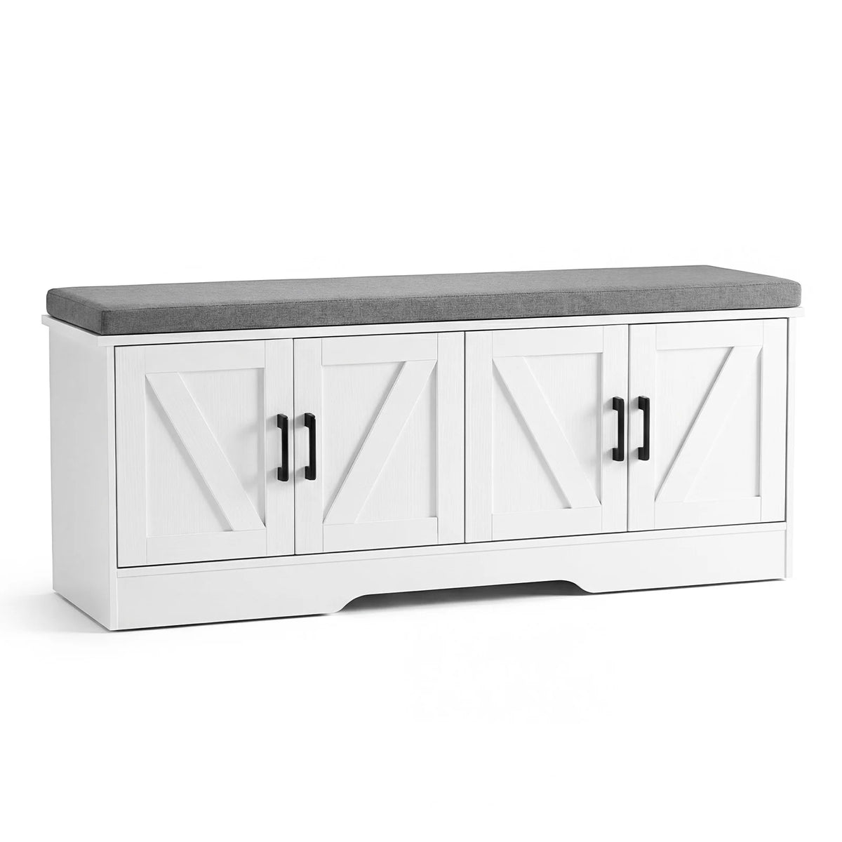 JHK Entryway Storage Bench With Padded Cushion And Shelves