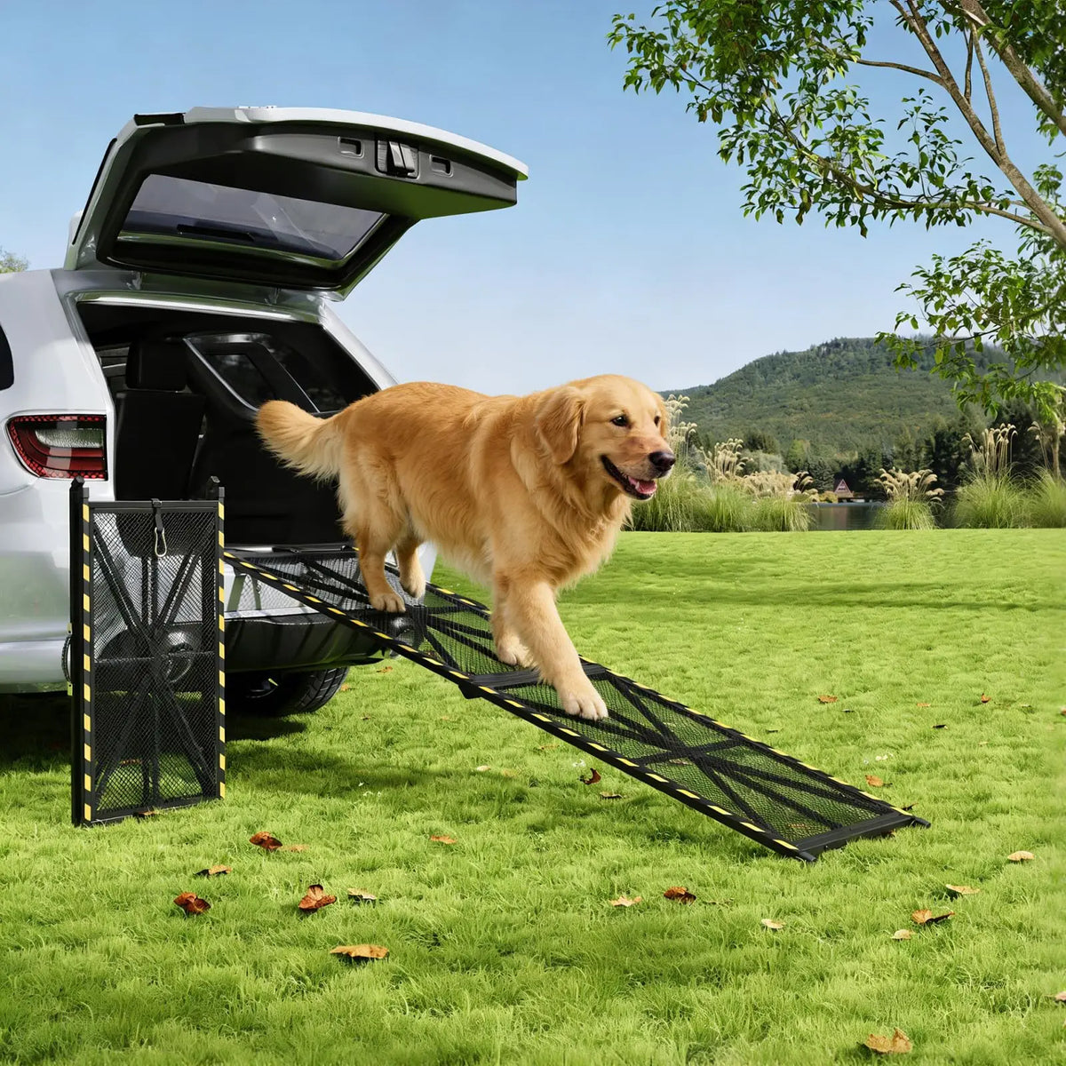 HiMISS Folding Heavy Duty Dog Ramp for Cars and SUVs