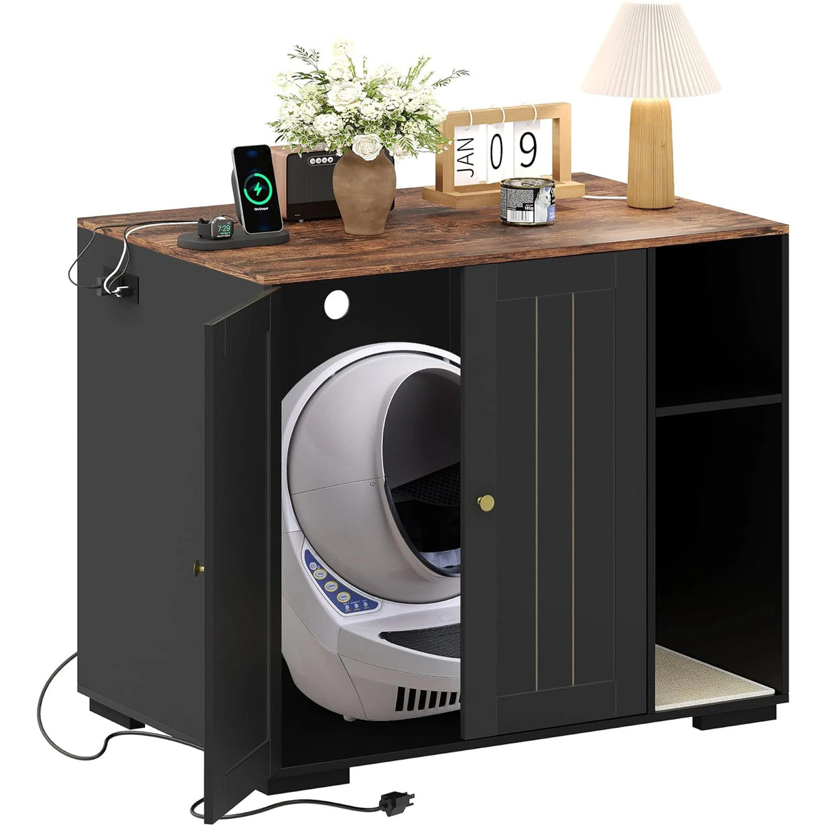 HiMISS Wooden Litter Robot Enclosure With Power Outlet
