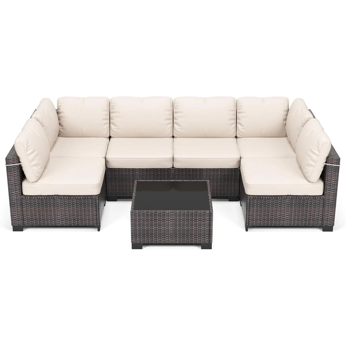 HobbyLane Modular PE Rattan Outdoor Sectional Conversation Sofa Set