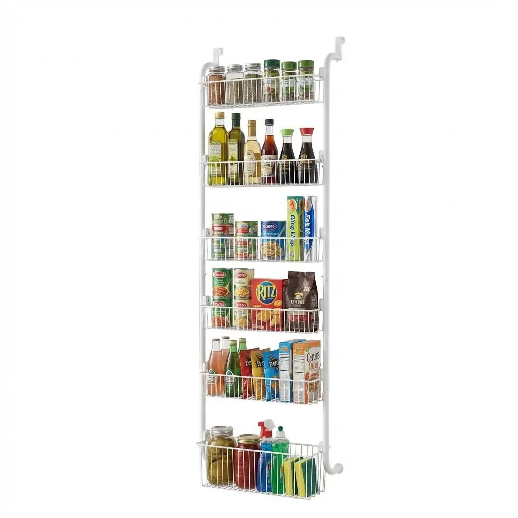 HiMISS 6 Tier Over The Door Pantry Organizer Metal Storage Rack