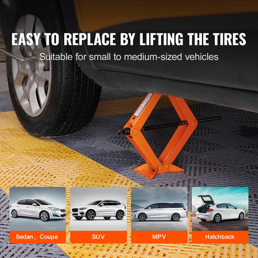 SucceBuy Scissor Jack 2.5 Ton Scissor Car Jack 3.7"-17.1" Lifting Range Scissor Lift Jack Portable Tire Jack for Car Truck SUV