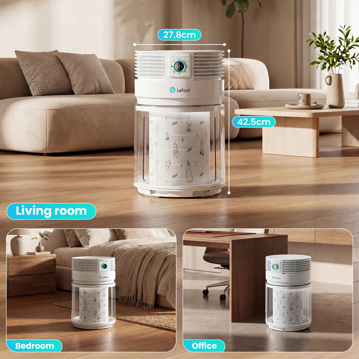 Lefant A1 H13 True HEPA Air Purifier for Pets, Covers Up to 430 Sq Ft, Captures Pet Hair, Dander & Odors