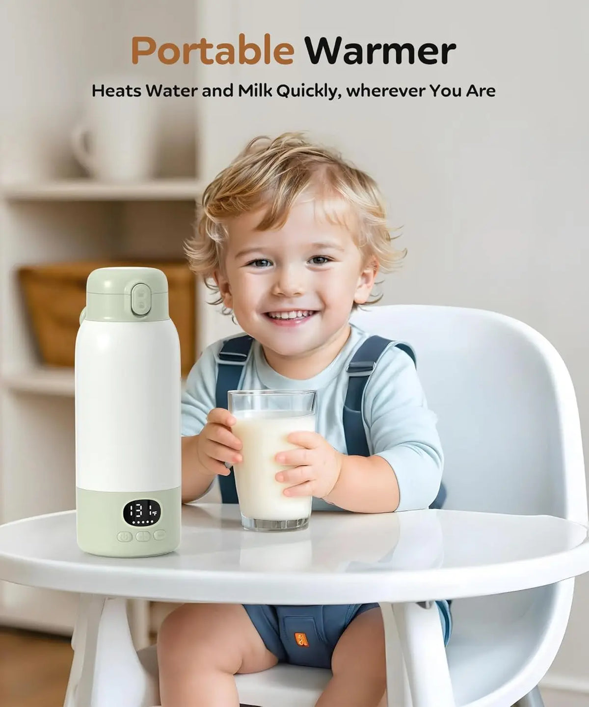 Portable Electric Heated Water Bottle With Digital Temperature Display