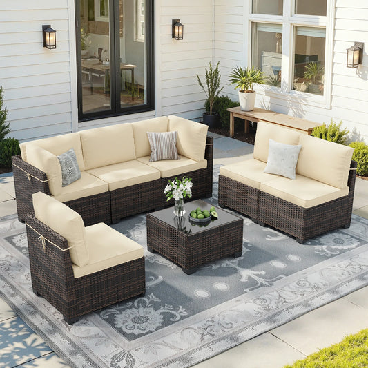 Outdoor Rattan Patio Furniture Set With Gas Fire Table