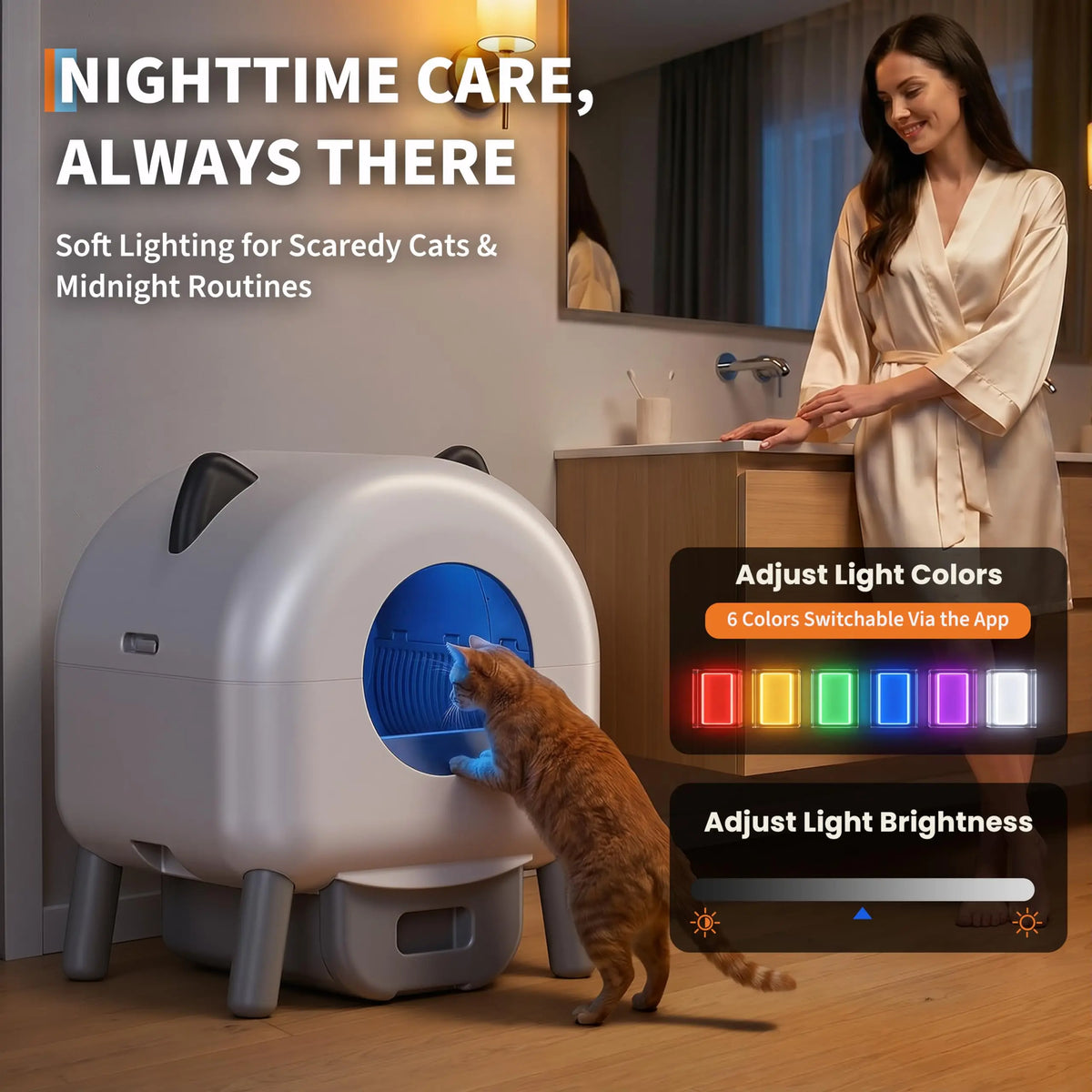 HiMISS Automatic Self Clean Cat Litter Box App Control Quiet