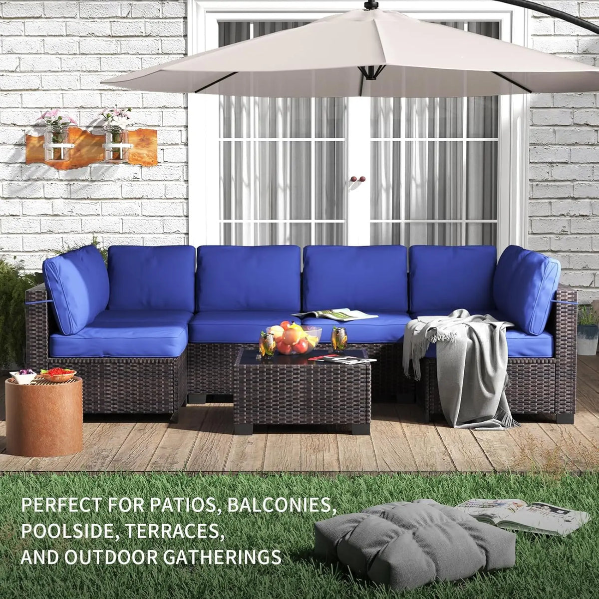 HobbyLane Modular PE Rattan Outdoor Sectional Conversation Sofa Set