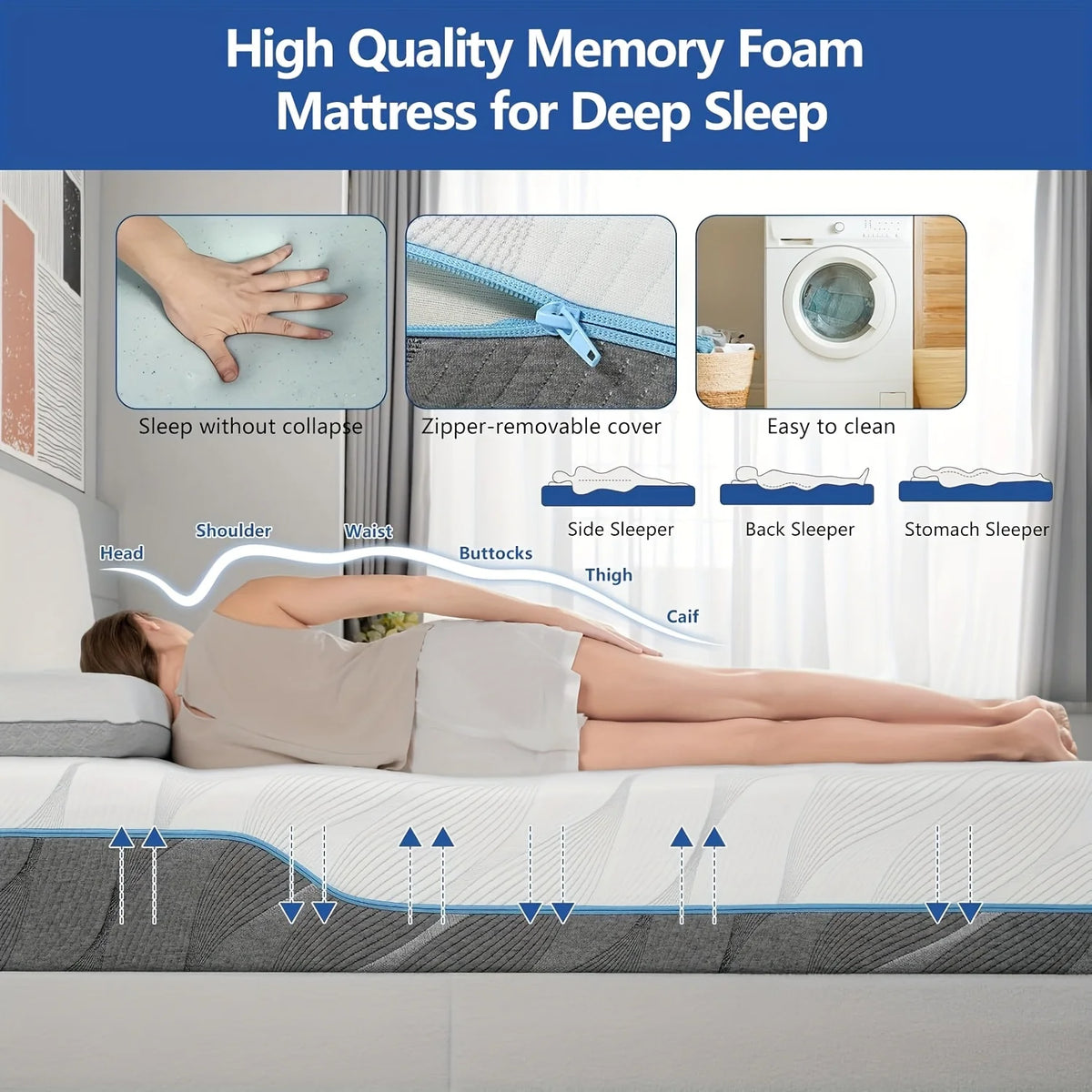 Hcore Premium Gel Memory Foam Mattress For Back Pain Relief