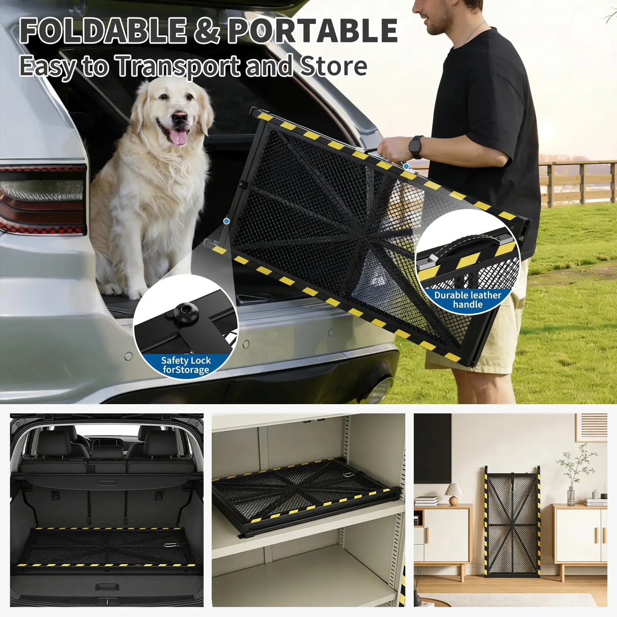 HiMISS Folding Heavy Duty Dog Ramp for Cars and SUVs