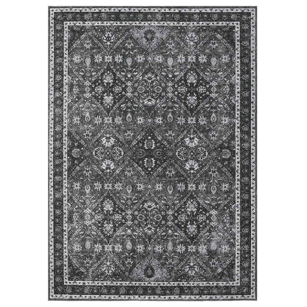Stain Resistant Moroccan Trellis Low Pile Machine Washable Rug