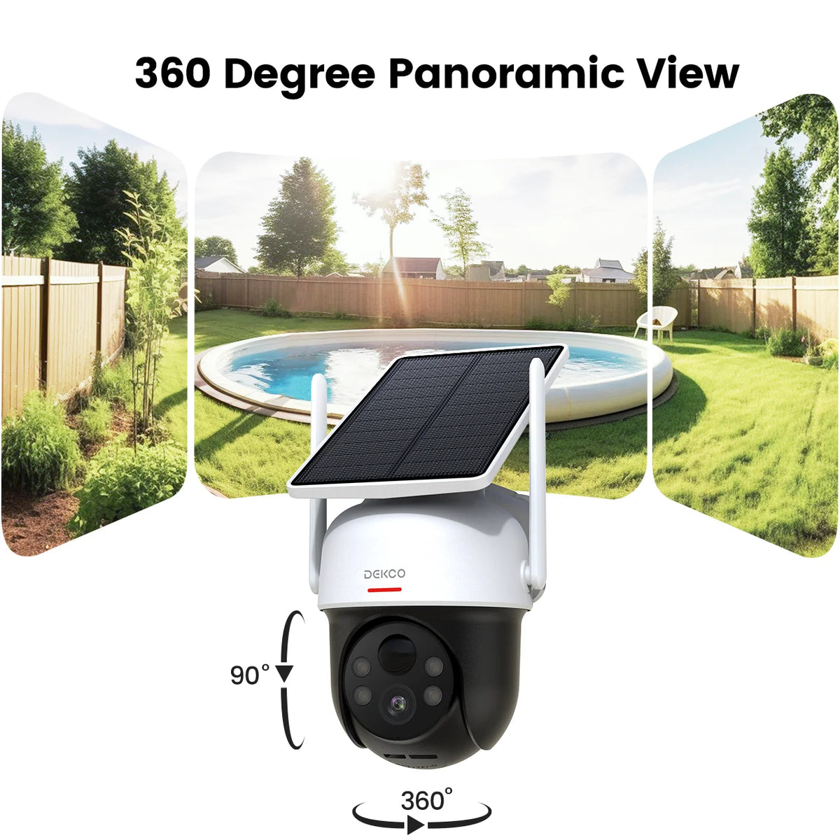 Dekco 3MP Solar WiFi PtZ Security Camera With Night Vision