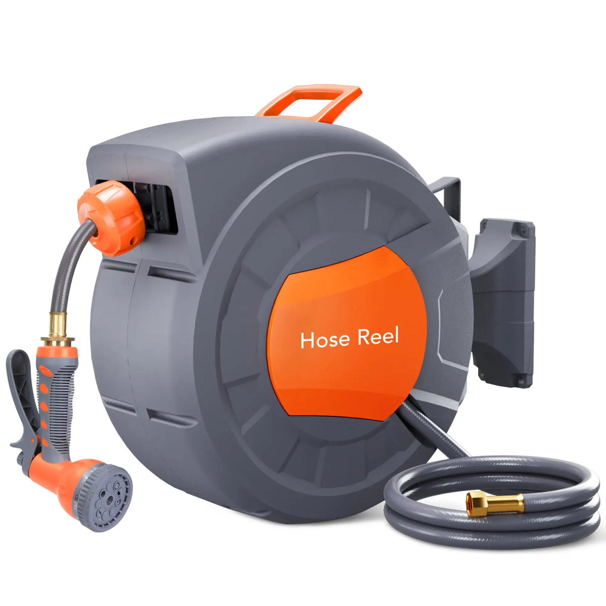 HiMiss Wall Mounted Retractable Garden Hose Reel With Nozzle