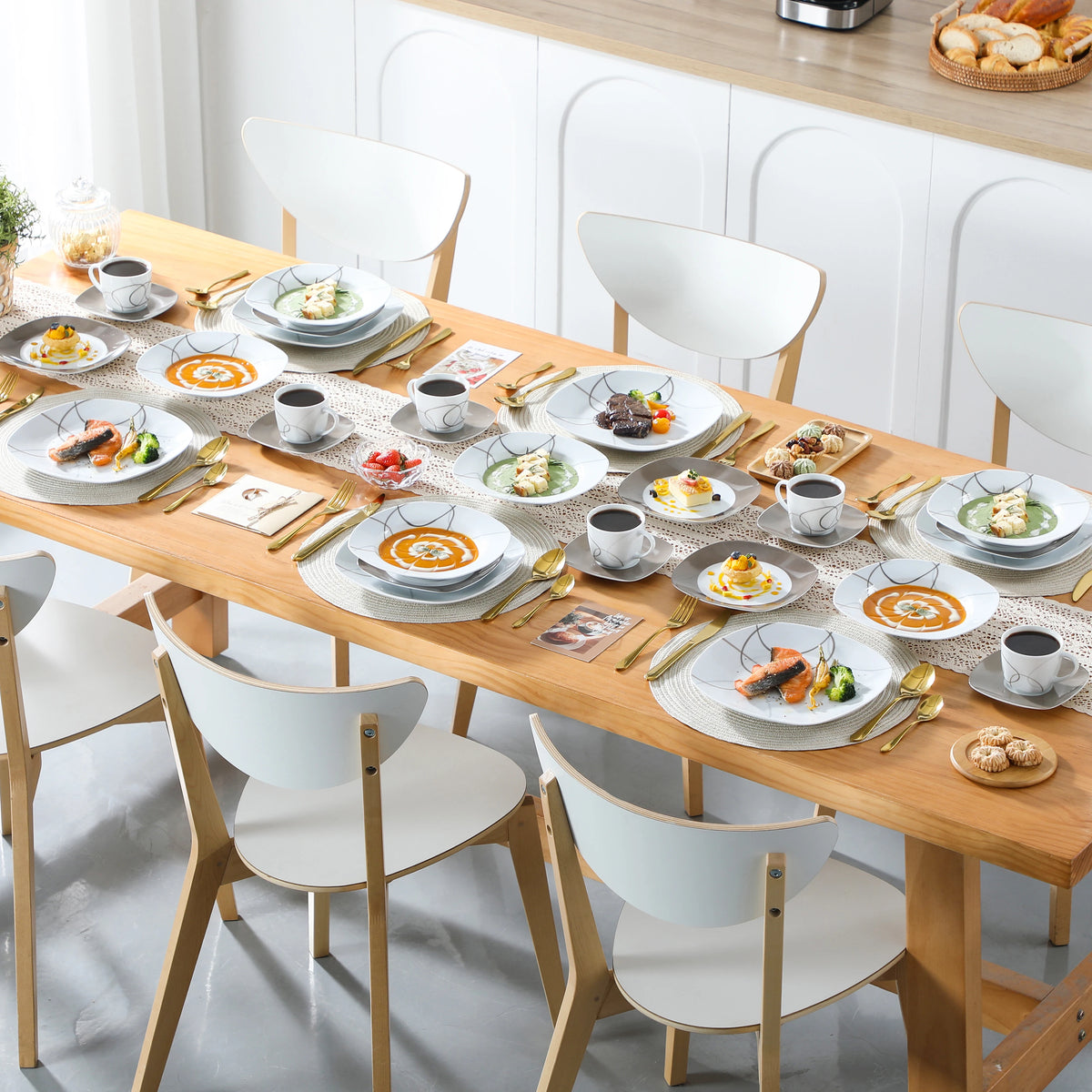Malacasa Elegant Porcelain Ceramic Dinner Plate Set For Home